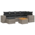 Set de sofás de jardín 7 piezas con cojines ratán PE gris
