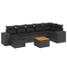 Set de sofás de jardín 8 piezas y cojines ratán sintético negro