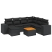 Set de sofás de jardín 8 piezas y cojines ratán sintético negro