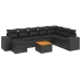Set de sofás de jardín 8 piezas y cojines ratán sintético negro