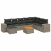 Set de muebles de jardín 9 pzas y cojines ratán sintético gris