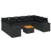 Set de sofás de jardín 10 pzas cojines ratán sintético negro