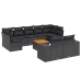 Set de sofás de jardín 10 pzas cojines ratán sintético negro