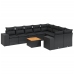 Set de sofás de jardín 10 pzas cojines ratán sintético negro