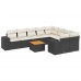 Set de sofás de jardín 10 pzas cojines ratán sintético negro
