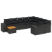 Set de sofás de jardín 10 pzas cojines ratán sintético negro