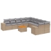 Set de sofás de jardín 11pzas con cojines ratán sintético beige