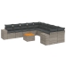 Set de sofás de jardín 11 pzas y cojines ratán sintético gris