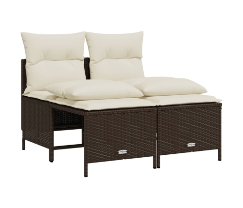 Set comedor de jardín 5 piezas y cojines ratán sintético marrón