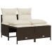 Set comedor de jardín 5 piezas y cojines ratán sintético marrón