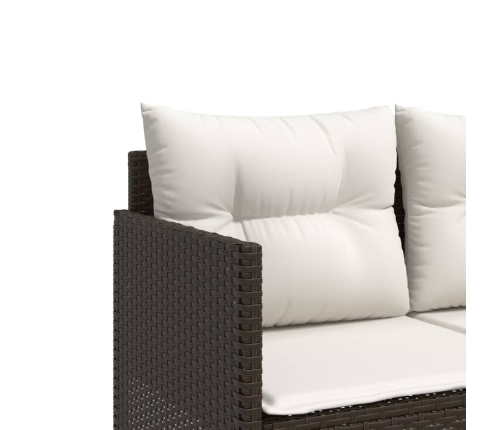 Set comedor de jardín 5 piezas y cojines ratán sintético marrón