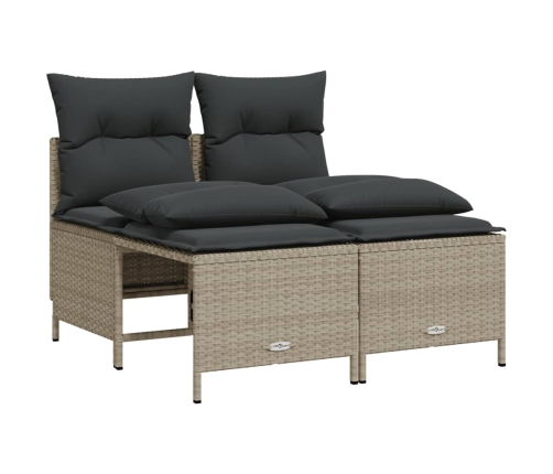 Set de sofás jardín y cojines 5 pzas ratán sintético gris claro