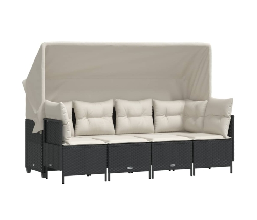 Set de muebles de jardín 5 pzas y cojines ratán sintético negro
