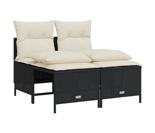 Set de muebles de jardín 5 pzas y cojines ratán sintético negro