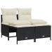 Set de muebles de jardín 5 pzas y cojines ratán sintético negro