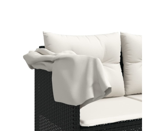 Set de muebles de jardín 5 pzas y cojines ratán sintético negro