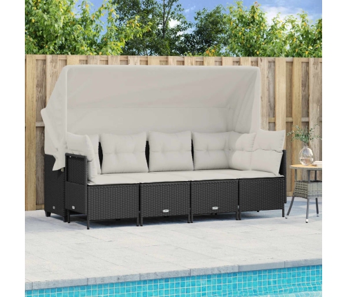 Set de muebles de jardín 5 pzas y cojines ratán sintético negro