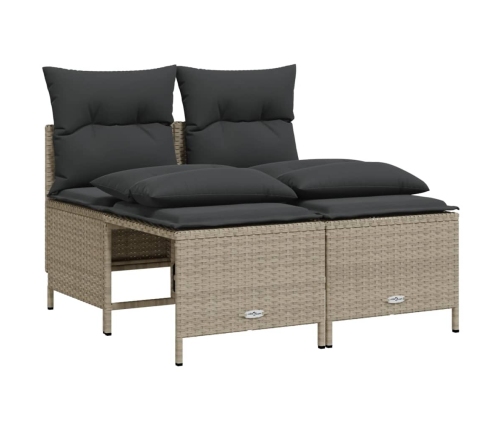 Set de sofás jardín y cojines 5 pzas ratán sintético gris claro