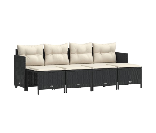 Set de muebles de jardín 5 pzas y cojines ratán sintético negro