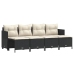 Set de muebles de jardín 5 pzas y cojines ratán sintético negro