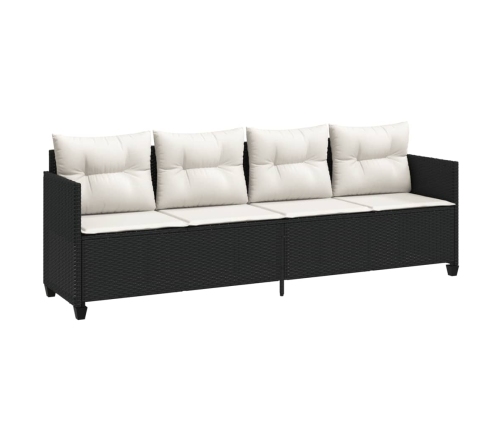 Set de muebles de jardín 5 pzas y cojines ratán sintético negro