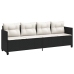 Set de muebles de jardín 5 pzas y cojines ratán sintético negro