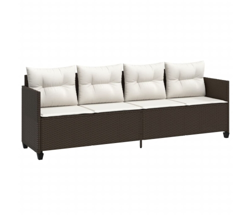Set comedor de jardín 5 piezas y cojines ratán sintético marrón