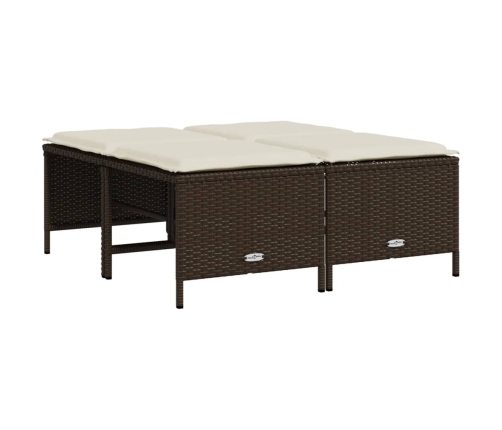 Set comedor de jardín 5 piezas y cojines ratán sintético marrón