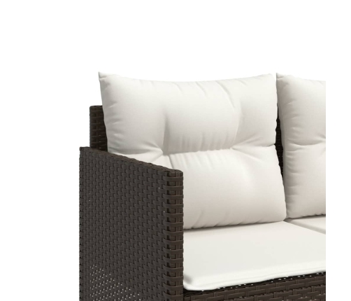 Set comedor de jardín 5 piezas y cojines ratán sintético marrón