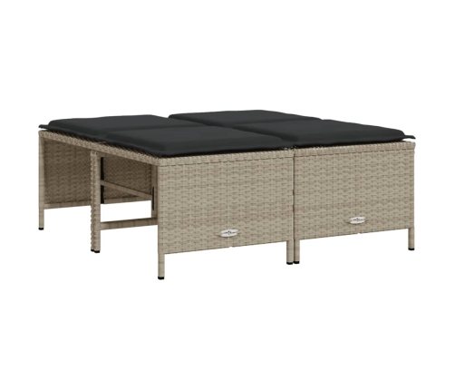Set de sofás jardín y cojines 5 pzas ratán sintético gris claro