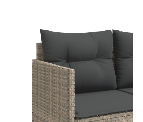 Set de sofás jardín y cojines 5 pzas ratán sintético gris claro