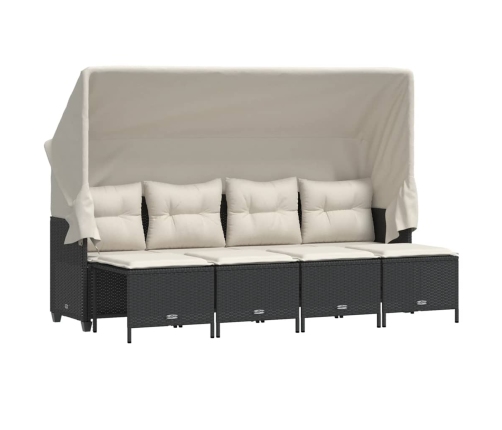 Set de muebles de jardín 5 pzas y cojines ratán sintético negro