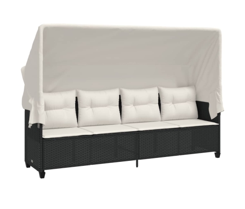 Set de muebles de jardín 5 pzas y cojines ratán sintético negro