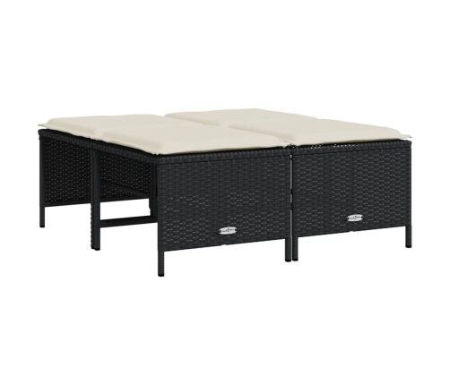 Set de muebles de jardín 5 pzas y cojines ratán sintético negro
