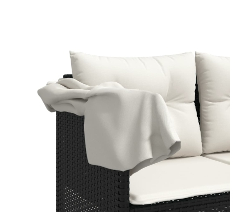 Set de muebles de jardín 5 pzas y cojines ratán sintético negro