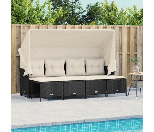 Set de muebles de jardín 5 pzas y cojines ratán sintético negro