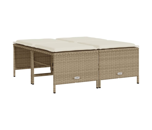 Juego de sofás jardín con cojines 5 pzas ratán sintético beige