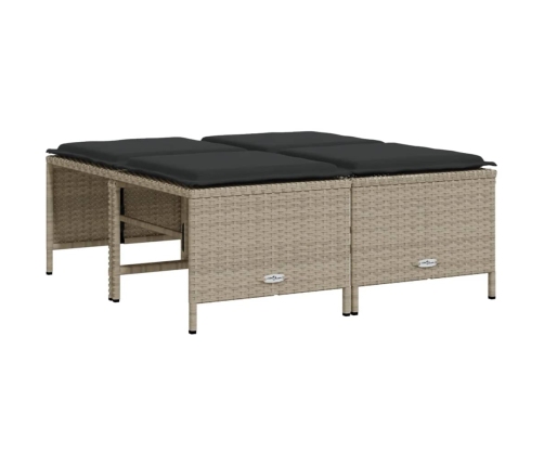 Set de sofás jardín y cojines 5 pzas ratán sintético gris claro