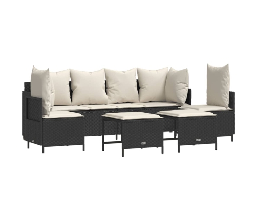 Set de muebles de jardín 5 pzas y cojines ratán sintético negro