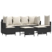Set de muebles de jardín 5 pzas y cojines ratán sintético negro