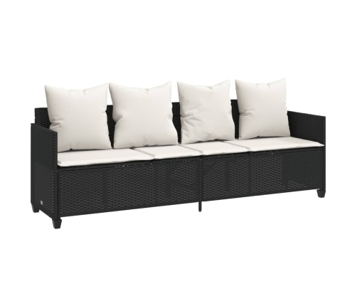 Set de muebles de jardín 5 pzas y cojines ratán sintético negro