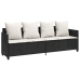 Set de muebles de jardín 5 pzas y cojines ratán sintético negro