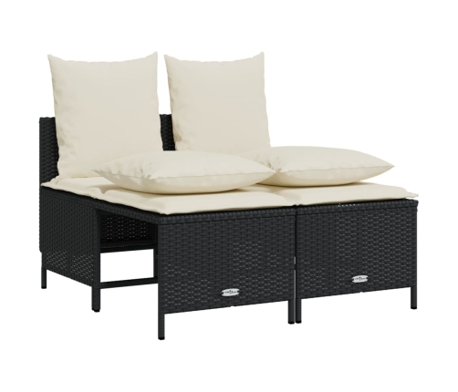 Set de muebles de jardín 5 pzas y cojines ratán sintético negro