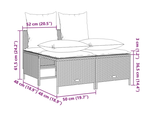 Set de muebles de jardín 5 pzas y cojines ratán sintético negro