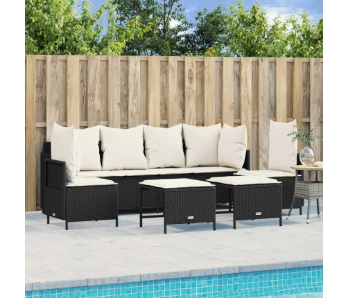 Set de muebles de jardín 5 pzas y cojines ratán sintético negro