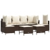 Set comedor de jardín 5 piezas y cojines ratán sintético marrón