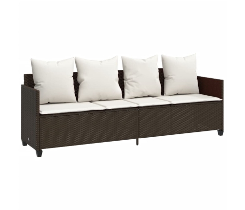 Set comedor de jardín 5 piezas y cojines ratán sintético marrón