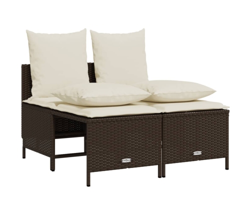 Set comedor de jardín 5 piezas y cojines ratán sintético marrón