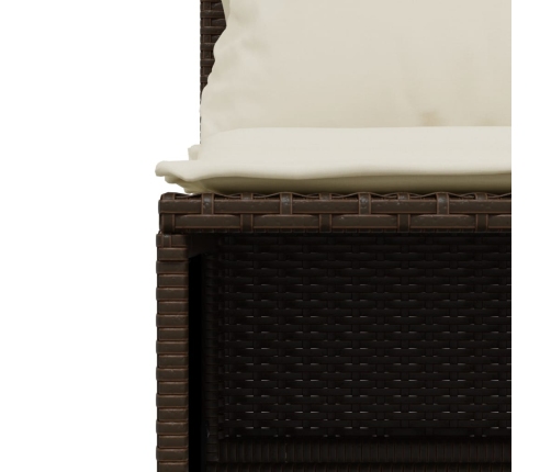 Set comedor de jardín 5 piezas y cojines ratán sintético marrón