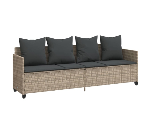 Set de sofás jardín y cojines 5 pzas ratán sintético gris claro